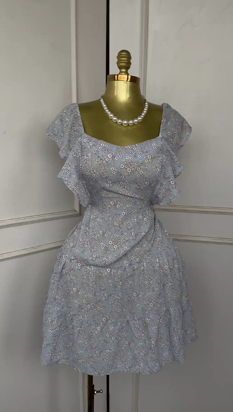 Light blue floral mini dress B12 (40D)
