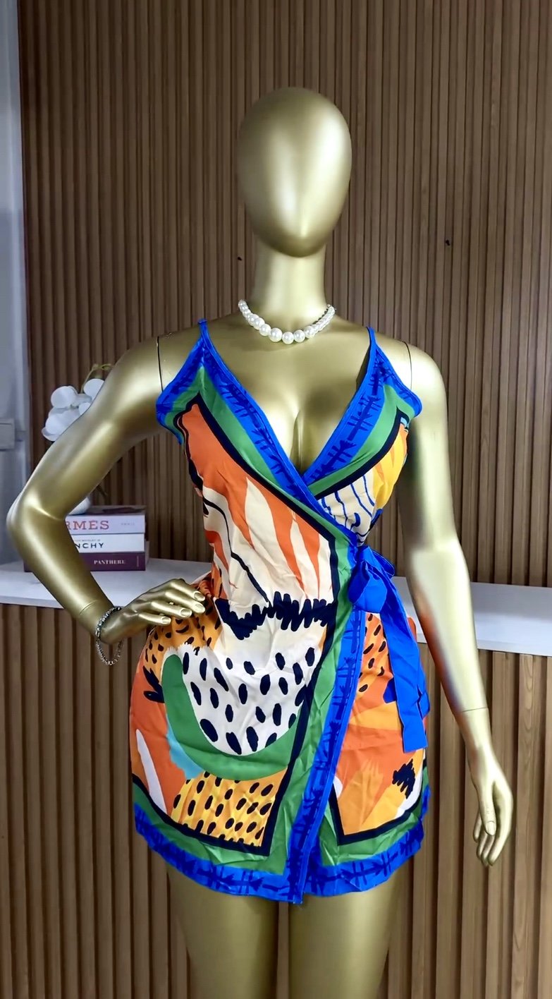 SHEIN Abstract print wrap dress SH70 (40D)