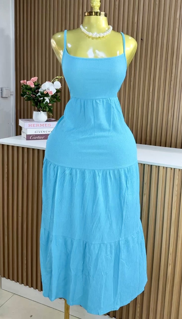 Light blue tiered maxi sundress 058 (40 D/S)