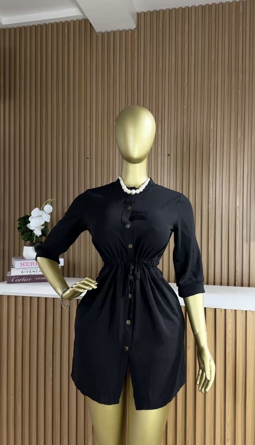Stylish black button down dress B337 (40D)