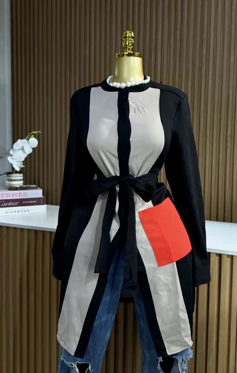 Black &beige Stylish blazer 074