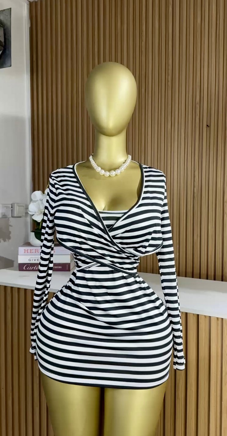 SHEIN black&white striped dress SH34 (40D)